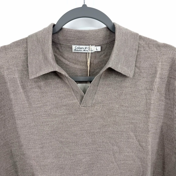 Collars & Co Bellagio Buttonless Long Sleeve Merino Wool Polo Sweater Size L - Picture 4 of 6